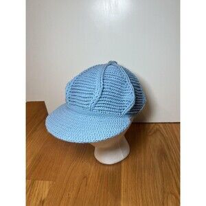 Hat Cap Strap Back One Size Blue Knit Cotton Baseball Style Mens Womens